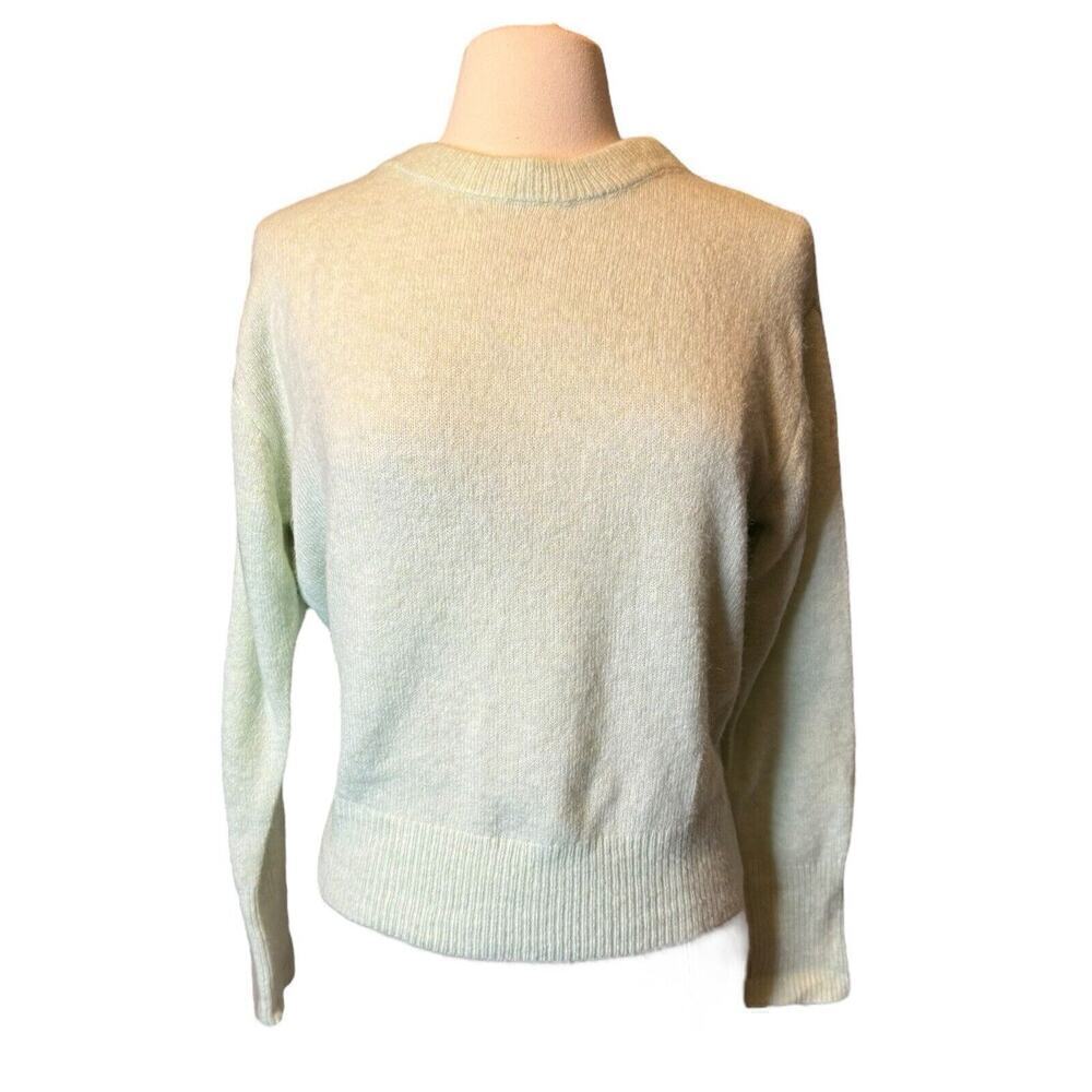Ann Taylor Factory Plush Sweater Mint Green XL Jewel Neck0
